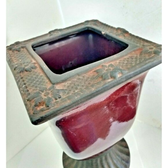 Vintage Pottery Pedastal Vase High Luster & Salt Glaze 8 1/2" Tall Germany - Picture 3 of 10